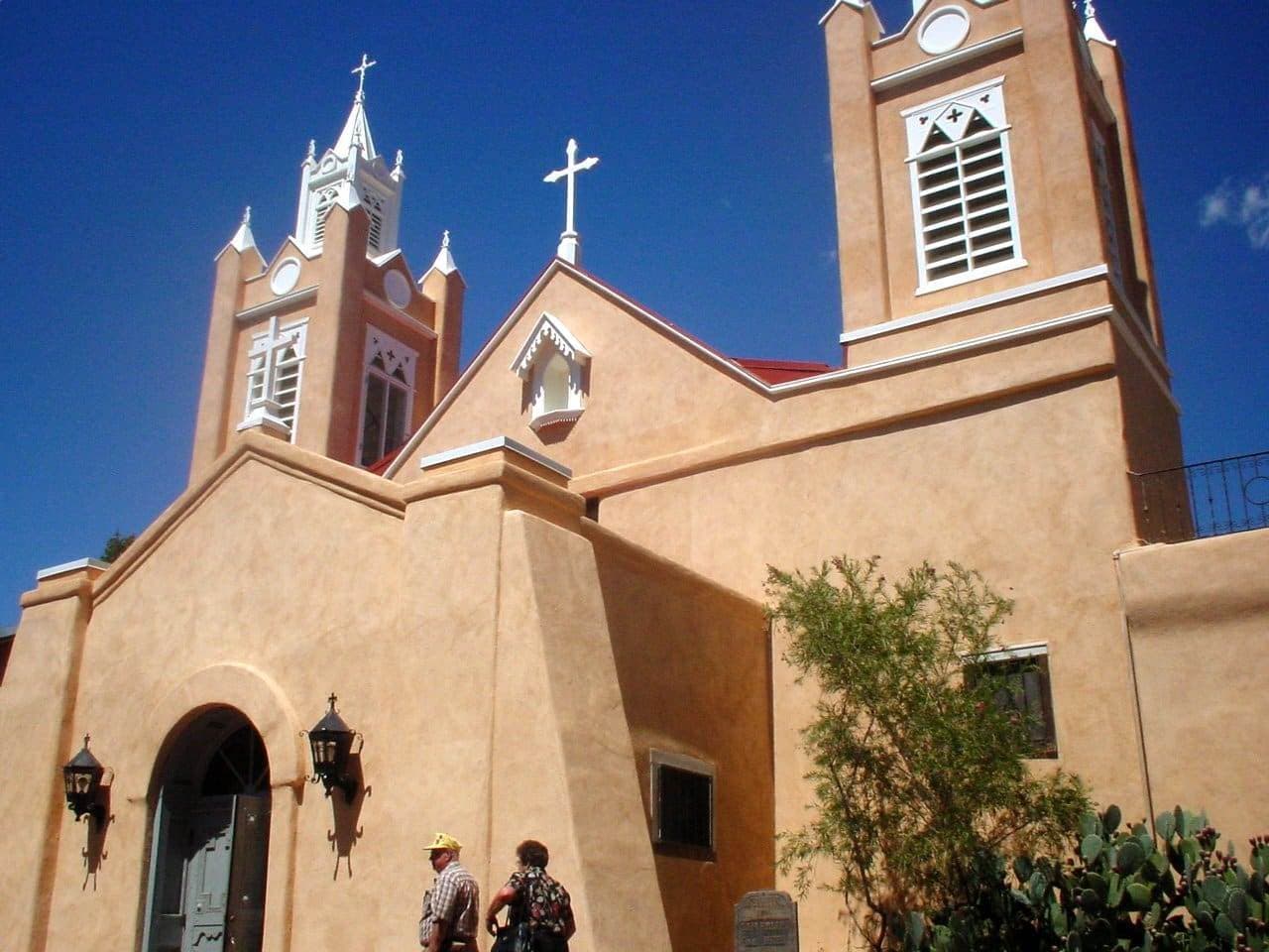 Adobe walls and New Mexico sky in Old Town Albuquerque